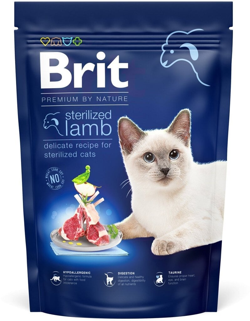 Brit Dry Premium sterilizētiem kaķiem, ar jēra gaļu, 300 g cena un informācija | Sausā barība kaķiem | 220.lv