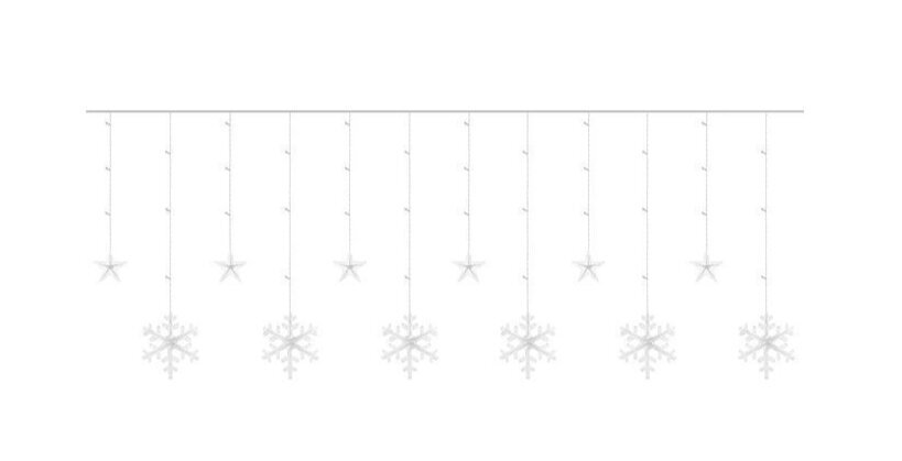 Vītnes aizkars Sniegpārslas un zvaigznes, 138 LED cena un informācija | Ziemassvētku lampiņas, LED virtenes | 220.lv