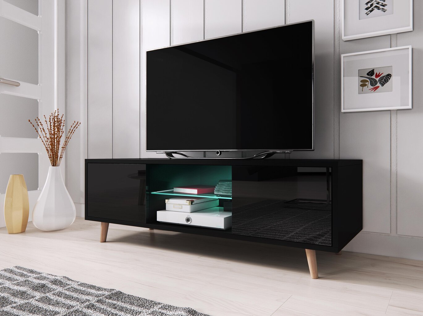 TV galds LuxCasa Homely, melns cena un informācija | TV galdiņi | 220.lv