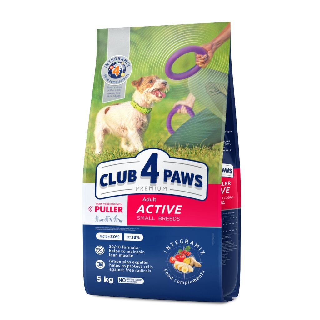 Club 4 paws Premium aktīviem pieaugušiem mazo šķirņu suņiem, 5 kg цена и информация | Sausā barība suņiem | 220.lv