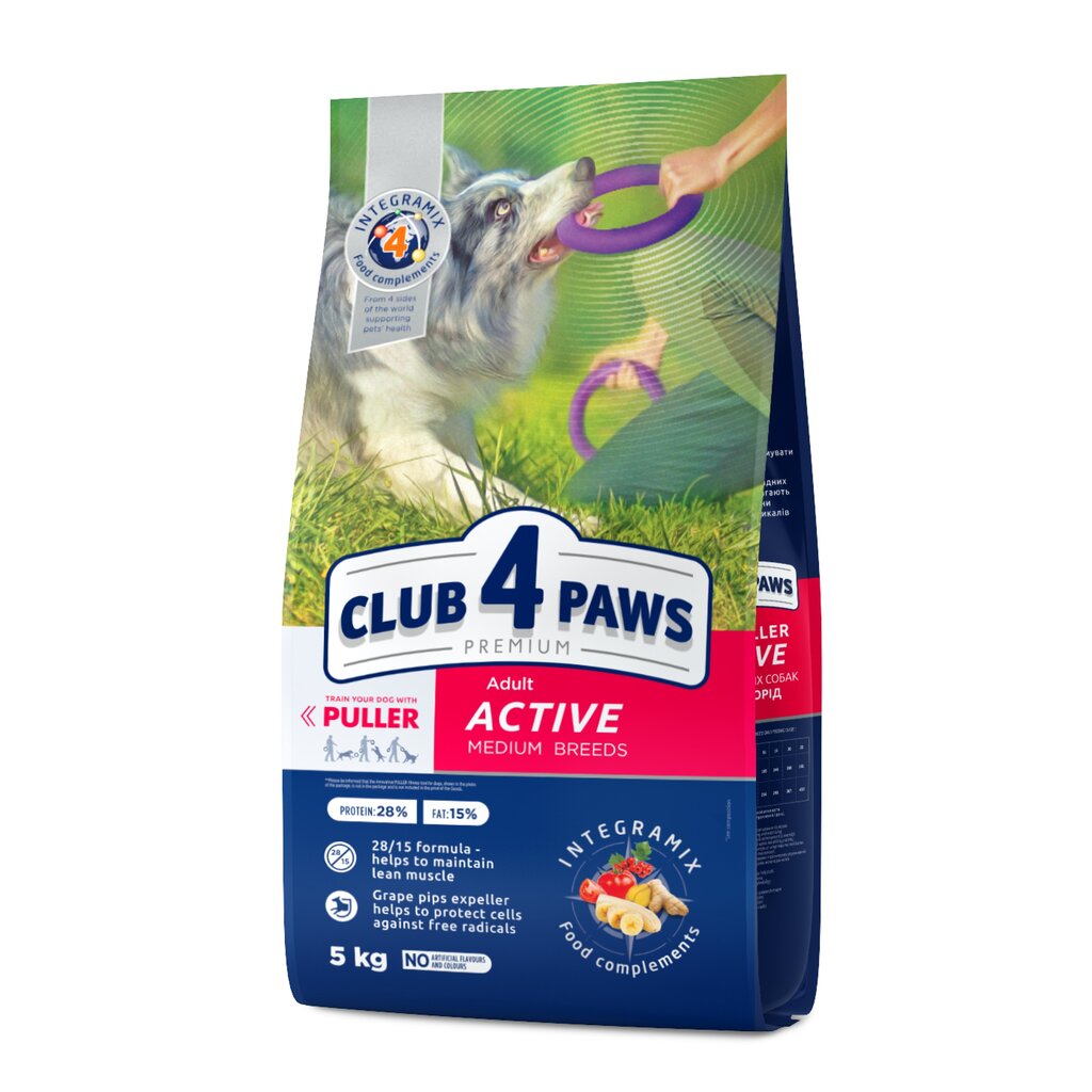 Club 4 paws Premium aktīviem pieaugušiem vidēju šķirņu suņiem, 5 kg цена и информация | Sausā barība suņiem | 220.lv