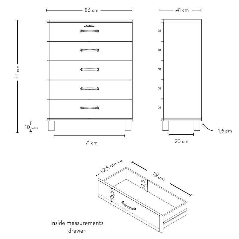 Kumode Aatrium Malibu, 86x41x111 cm, balta cena un informācija | Kumodes | 220.lv