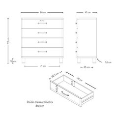 Комод Aatrium Malibu, 86x41x92 см, белый цена и информация | Комоды | 220.lv