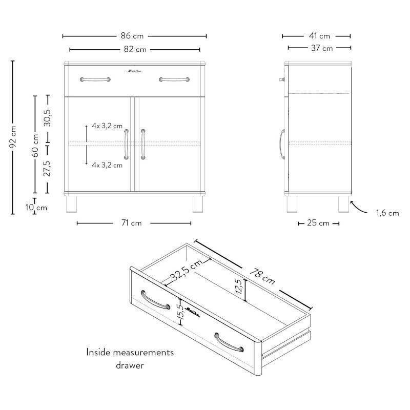 Kumode Aatrium Malibu, 86x41x92 cm, dzeltena cena un informācija | Kumodes | 220.lv