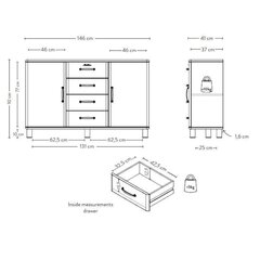 Kumode Tenzo Aatrium, 146x41x92 cm, balta cena un informācija | Kumodes | 220.lv