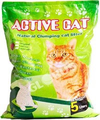 Cementējošās smiltis kaķu tualetei Active Cat, ābolu aromāts, 5 kg cena un informācija | Smiltis un pakaiši | 220.lv