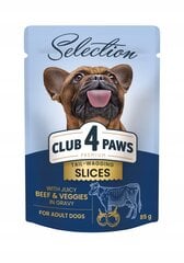 Club 4 paws Premium mitrā barība suņiem - Liellopu gaļa ar dārzeņiem mērcē 12 x 85g cena un informācija | Konservi suņiem | 220.lv