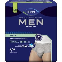 Autiņbiksītes vīriešiem Tena Men Pants Normal Grey S/M OTC, 9gab. cena un informācija | Autiņbiksītes, higiēniskās paketes, vienreizlietojamie paladziņi pieaugušajiem | 220.lv