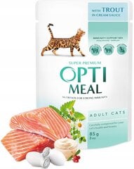 Optimeal Super Premium Mitrā kaķu barība - Forele krējuma mērcē 12 x 85 g cena un informācija | Konservi kaķiem | 220.lv