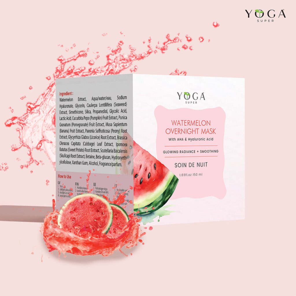 Nakts sejas maska ​​Yoga super Watermelon glow AHA цена и информация | Serumi sejai, eļļas | 220.lv