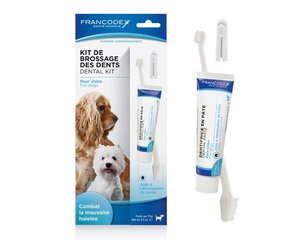Зубная щетка и паста для собак Francodex, 70 г цена и информация | Средства по уходу за животными | 220.lv