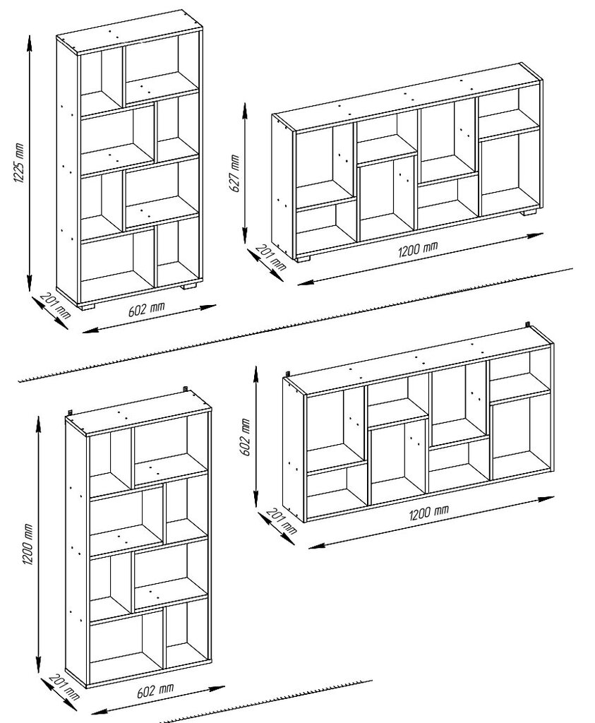 Plaukts 120x60x20 cm, balts cena un informācija | Plaukti | 220.lv