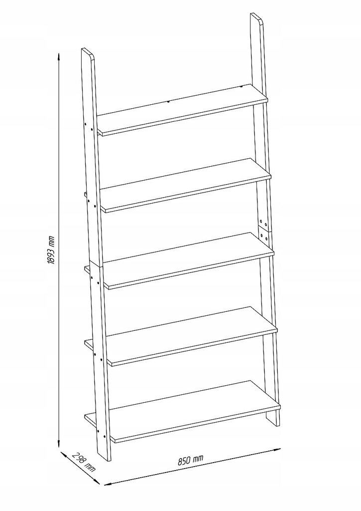 Trepju plaukts, 189x85x29cm, balts цена и информация | Plaukti | 220.lv