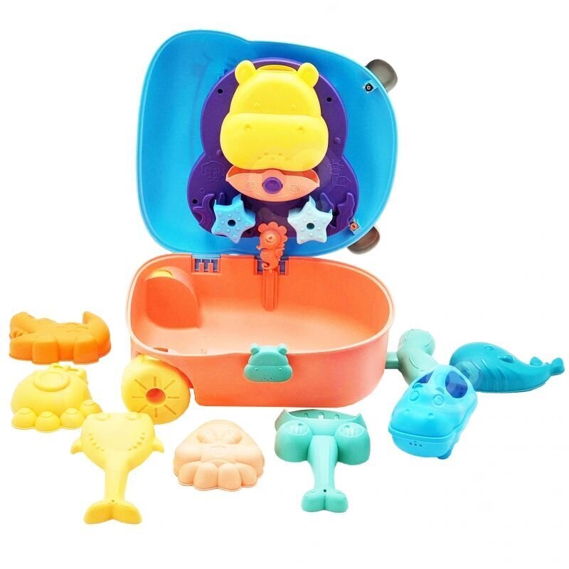 Smilšu rotaļlietu komplekts Woopie, Hippopotamus, zils cena un informācija | Ūdens, smilšu un pludmales rotaļlietas | 220.lv