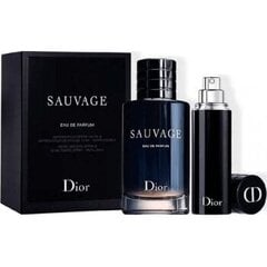 Komplekts Christian Dior Sauvage vīriešiem: parfimērijas ūdens EDP, 100 ml + parfimērijas ūdens EDP, 10 ml цена и информация | Мужские духи | 220.lv