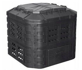 Komposta kaste Patrol, 600 l, melna cena un informācija | Komposta kastes un āra konteineri | 220.lv