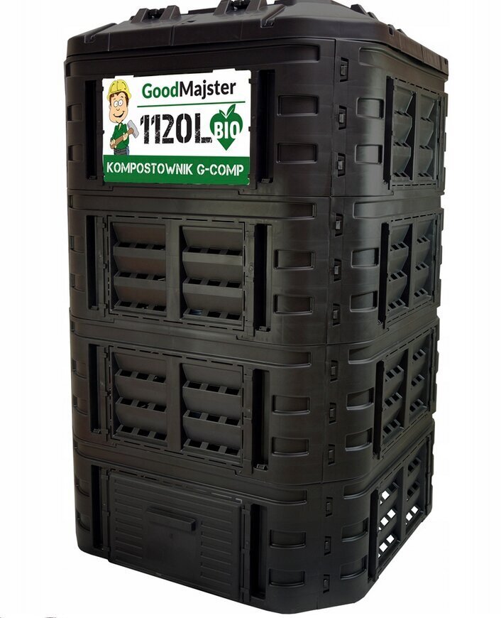 Komposta kaste GoodMajster, 1120 l, melna cena un informācija | Komposta kastes un āra konteineri | 220.lv