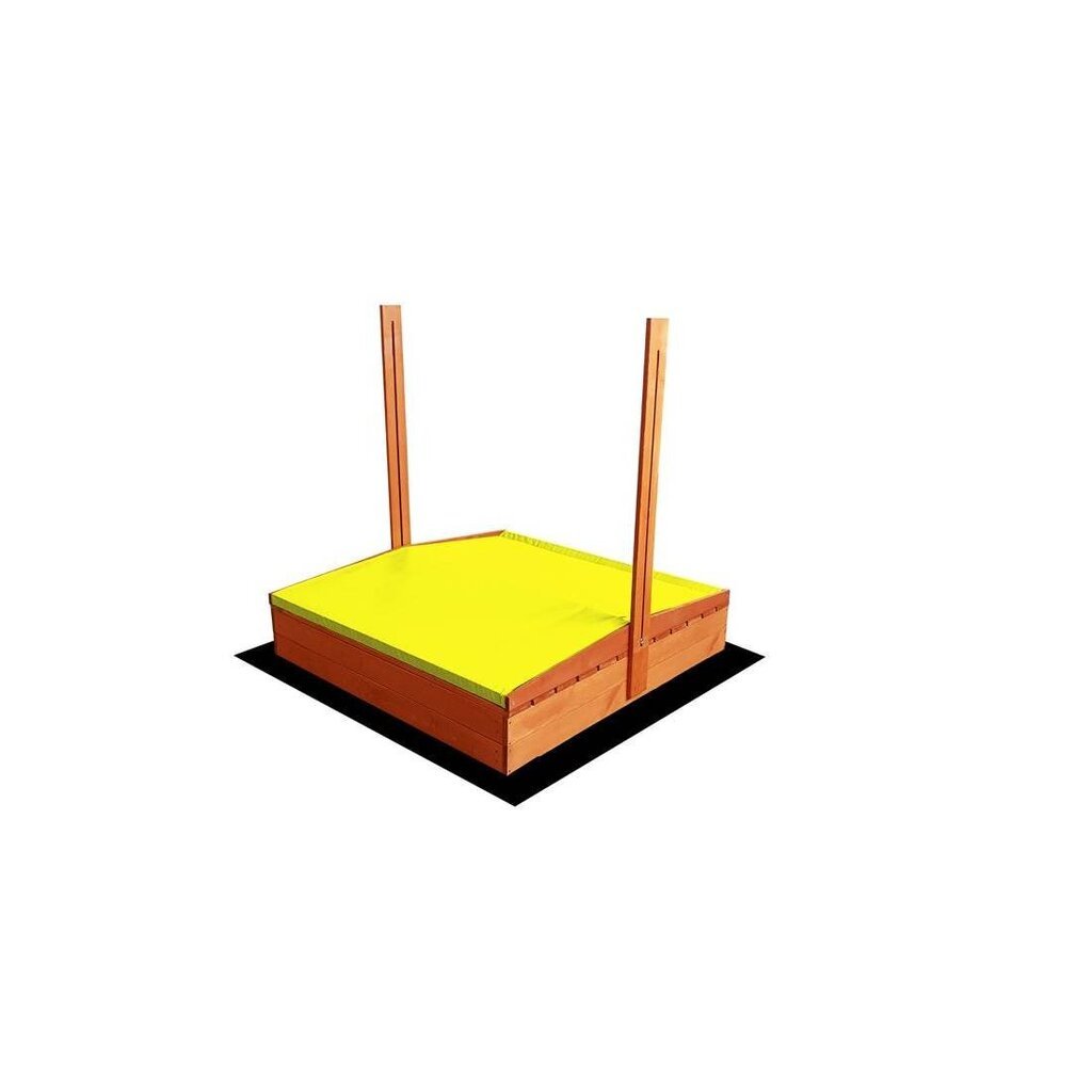 Impregnēta koka smilšu kaste ar dzelteno jumtiņu, 120x120 cm cena un informācija | Smilšu kastes, smiltis | 220.lv