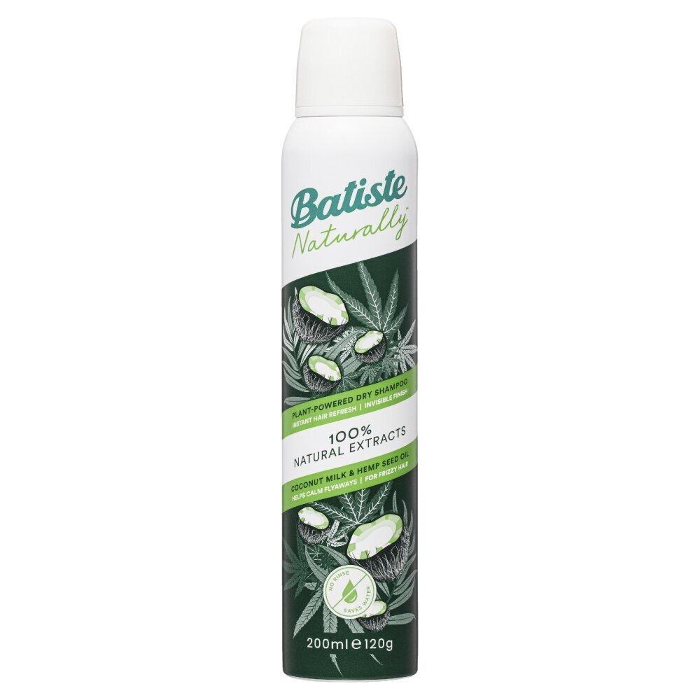 Sausais šampūns apjomam Batiste Naturally Coconut Milk & Hemp Seed Oil, 200 ml цена и информация | Šampūni | 220.lv