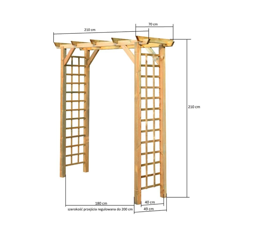 Koka arka Pergola, 210x55x15 cm cena un informācija | Dārza dekori | 220.lv