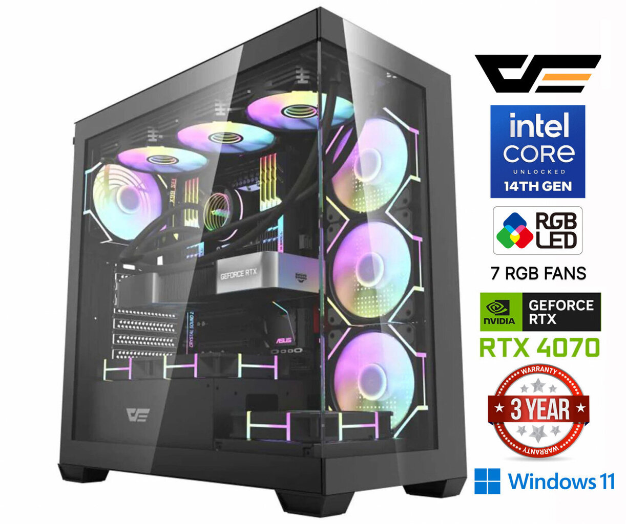 Mdata Gaming Core i9-14900F 16GB 1TB SSD RTX 4070 12GB Windows 11 cena un informācija | Stacionārie datori | 220.lv