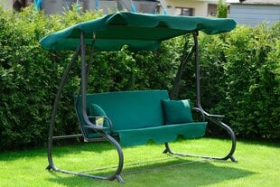 Āra šūpoles ar nojumi Funfit Garden Relax Plus, zaļas цена и информация | Cадовые качели-кровать | 220.lv