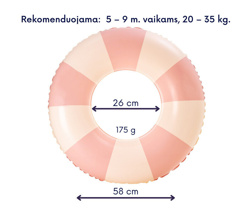 Piepūšamais riņķis, 58 cm, rozā cena un informācija | Piepūšamās rotaļlietas un pludmales preces | 220.lv