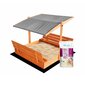 Impregnēta koka smilšu kaste ar pelēku jumtiņu un 250 kg smiltīm, 120x120 cm cena un informācija | Smilšu kastes, smiltis | 220.lv