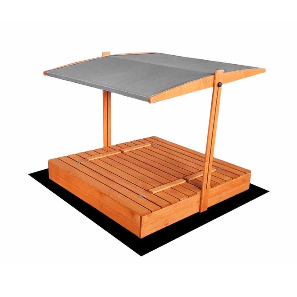 Impregnēta koka smilšu kaste ar pelēku jumtiņu un 250 kg smiltīm, 120x120 cm cena un informācija | Smilšu kastes, smiltis | 220.lv