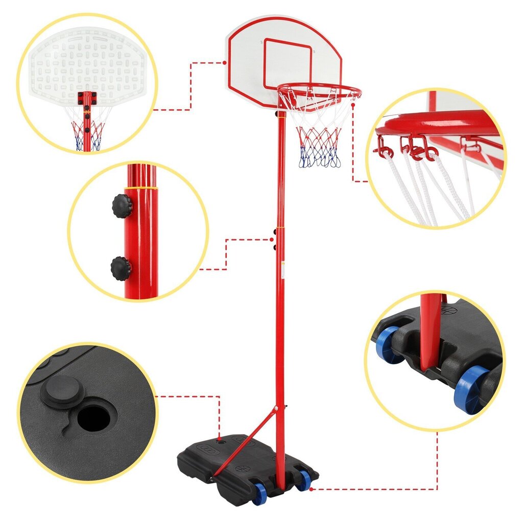 Bbasketbola grozs ar statīvu, 2.36m cena un informācija | Basketbola grozi | 220.lv