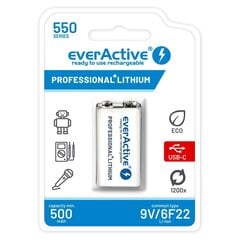 Akumulators EverActive 6F22/9V 550 mAh cena un informācija | Baterijas | 220.lv