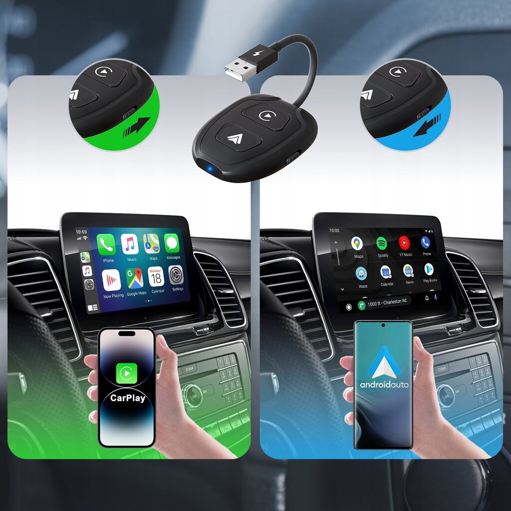 Bezvadu Android Auto un Carplay iPhone adapteris Wifi Bt Xstorm цена |  220.lv