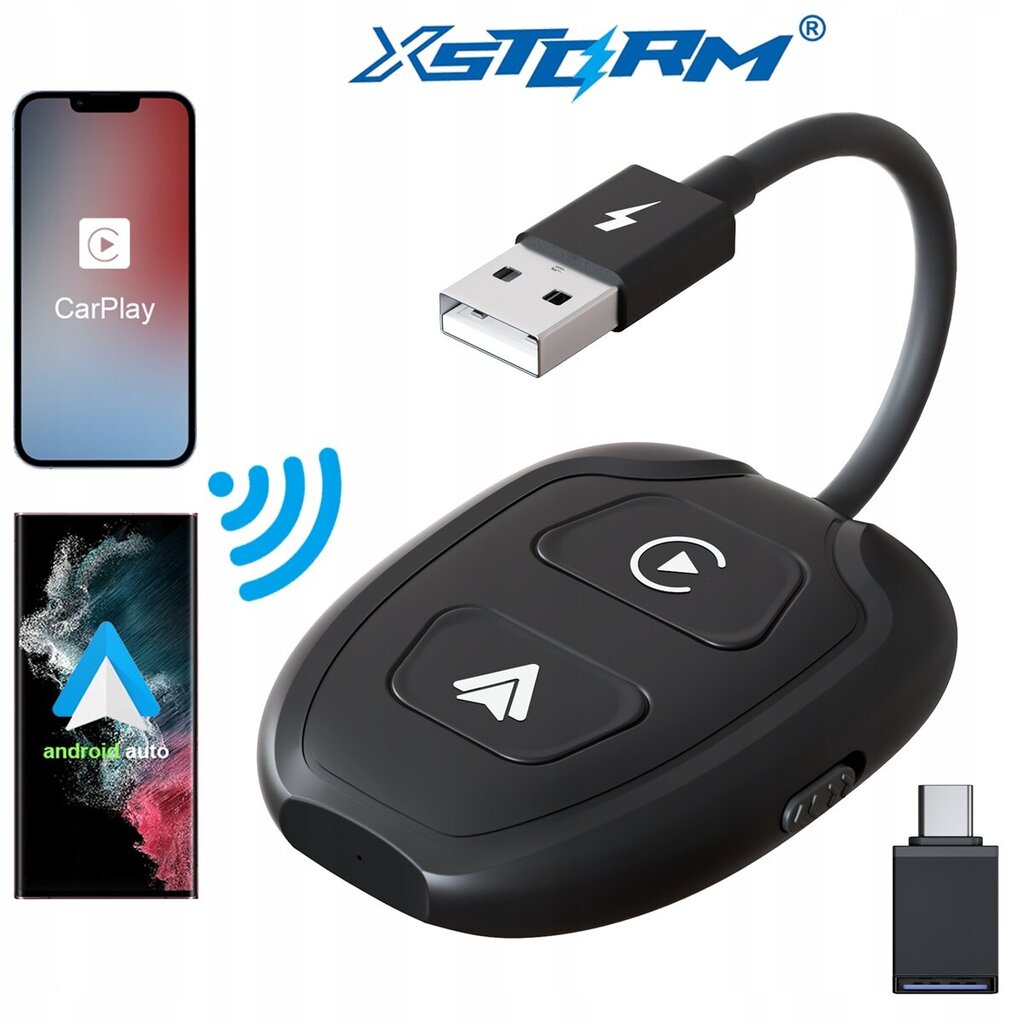 Bezvadu Android Auto un Carplay iPhone adapteris Wifi Bt Xstorm цена и информация | Auto 12V el. piederumi | 220.lv