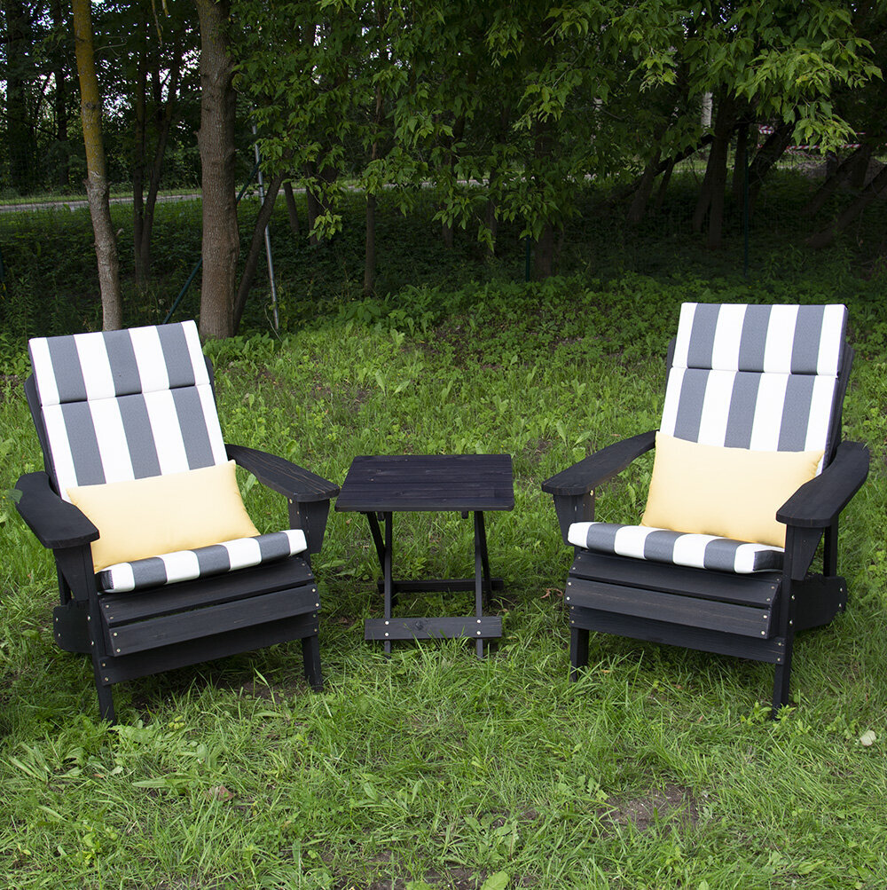 Divi dārza krēsli ar svītrainiem spilveniem un galdiņš DM Grill. цена и информация | Dārza mēbeļu komplekti | 220.lv