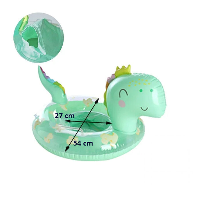 Piepūšamais peldēšanas ritenis dinozaurs, 54 x 27 cm, rozā цена и информация | Piepūšamās rotaļlietas un pludmales preces | 220.lv