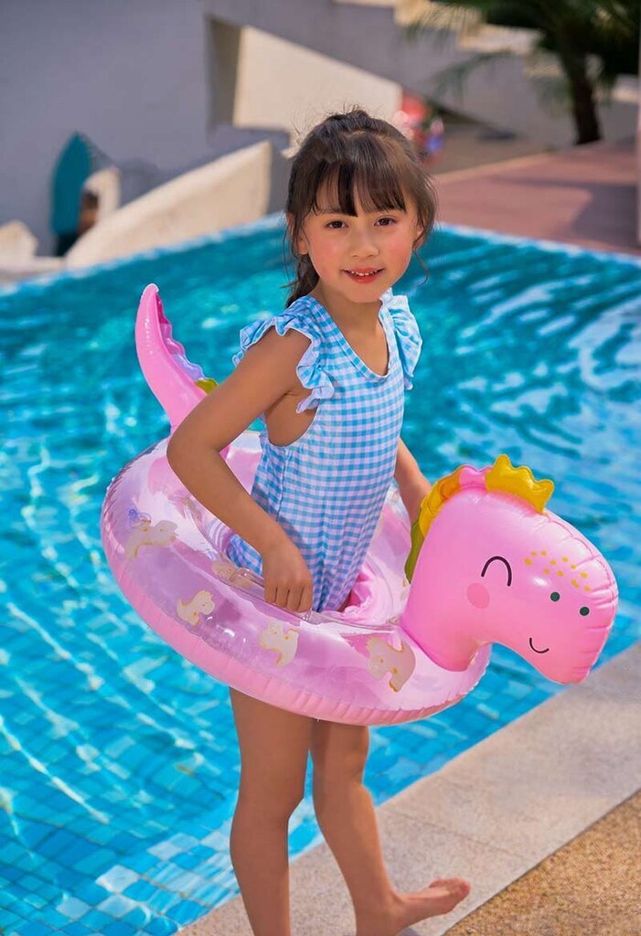 Piepūšamais peldēšanas ritenis dinozaurs, 54 x 27 cm, rozā цена и информация | Piepūšamās rotaļlietas un pludmales preces | 220.lv