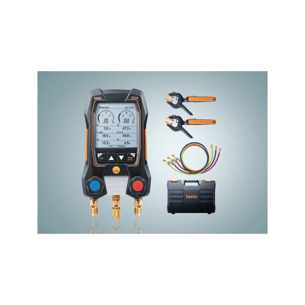 Testo 550s Smart Kit digitālais kolektors ar bezvadu temperatūras zondēm un šļūtenēm цена и информация | Mitruma, temperatūras, pH, ORP mērītāji | 220.lv