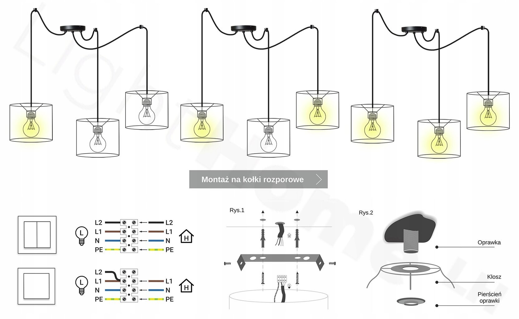 LightHome griestu lampa Spider Elegance Gold цена и информация | Piekaramās lampas | 220.lv