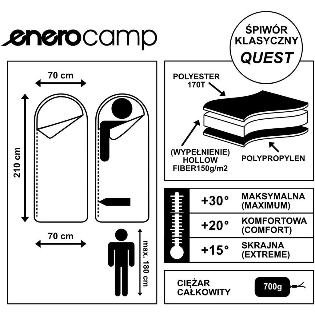 Guļammaiss Enero Camp, 210x70cm, zaļš цена и информация | Guļammaisi | 220.lv