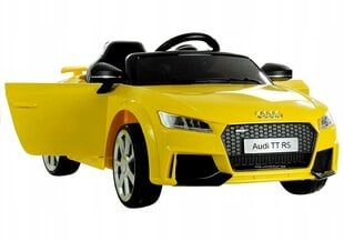 Vienvietīgs bērnu elektromobilis Audi TT RS, dzeltens cena un informācija | Bērnu elektroauto | 220.lv