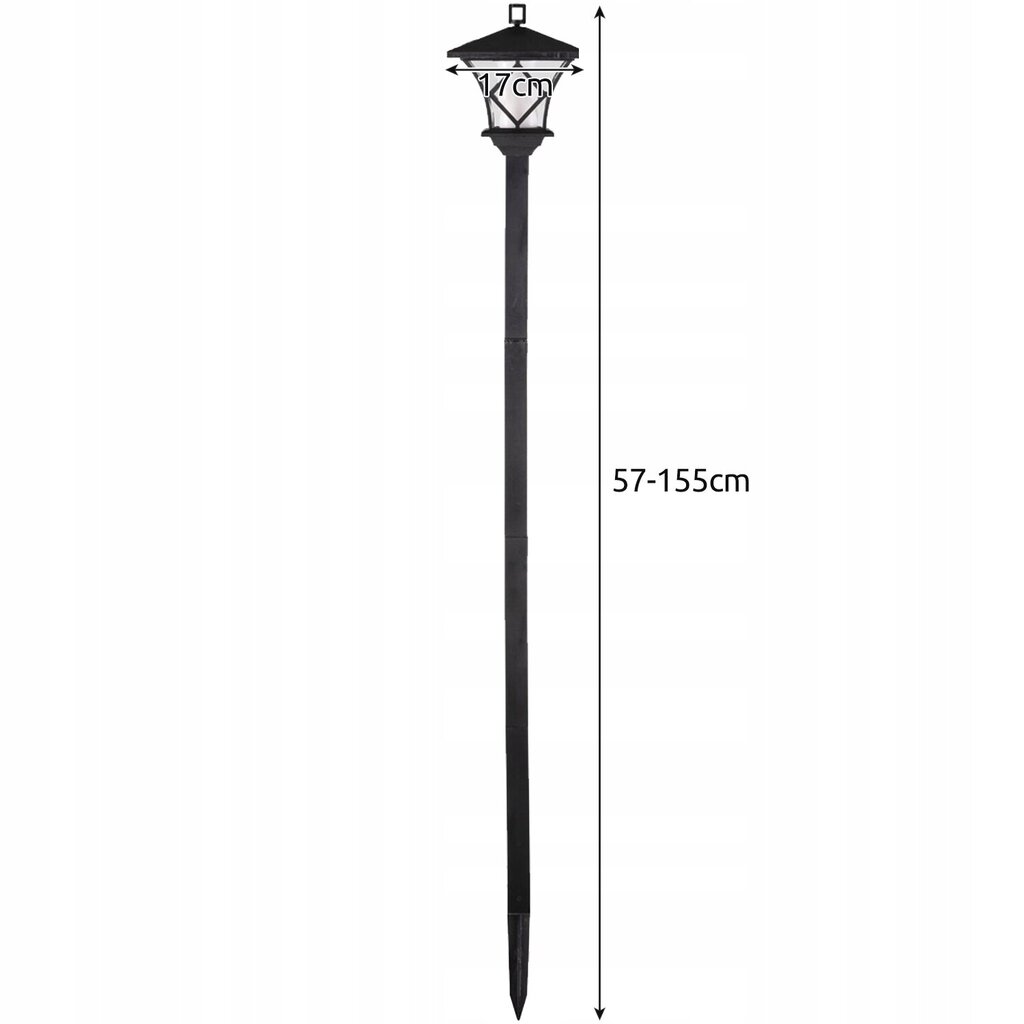 LED dārza lampa ar saules bateriju 155cm, 1 gab. cena un informācija | Āra apgaismojums | 220.lv