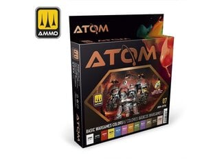 Akrila krāsu komplekts Ammo Mig Atom Basic Wargames Colors I, 20706 cena un informācija | Modelēšanas un zīmēšanas piederumi | 220.lv