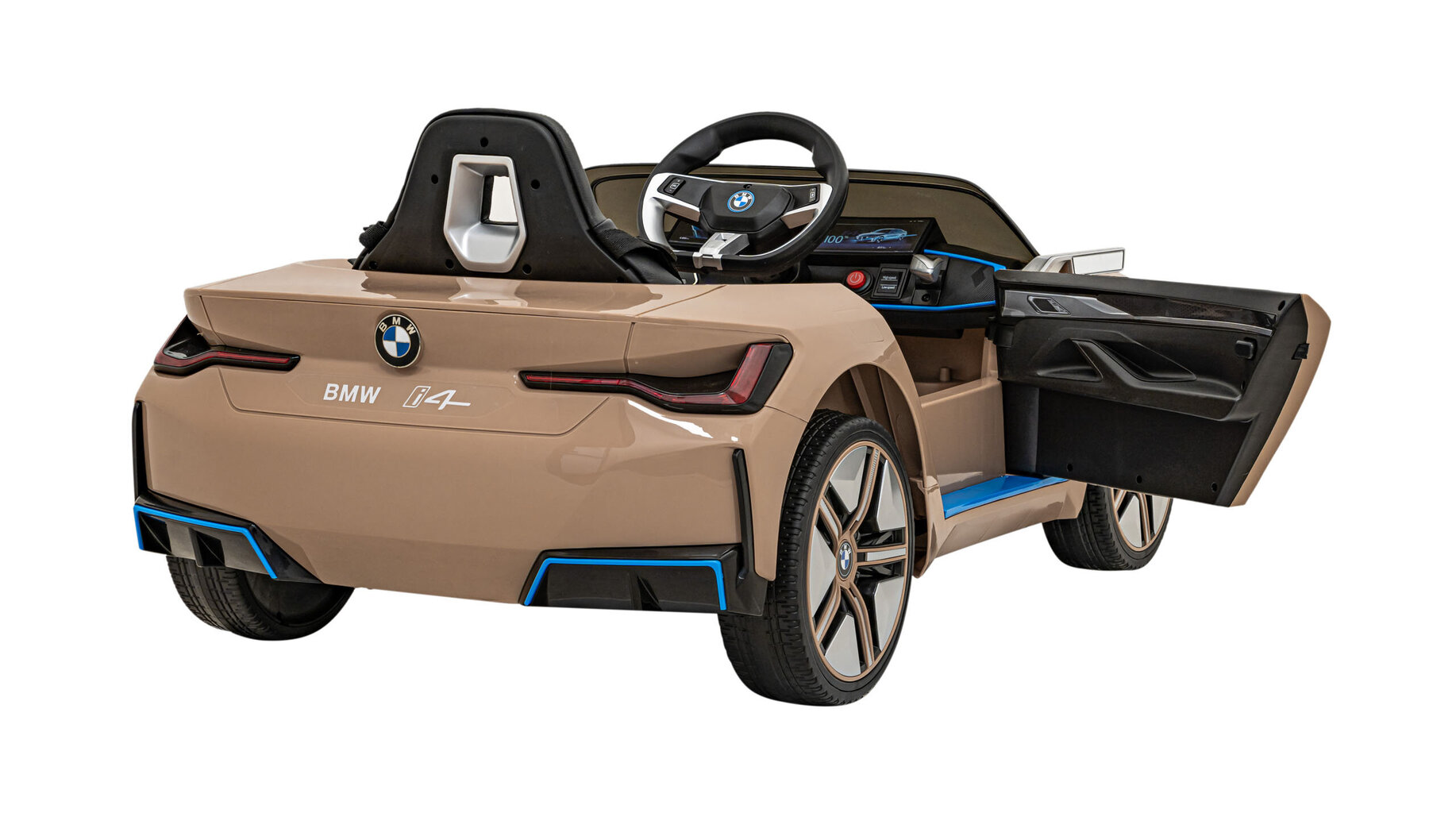 Vienvietīgs bērnu elektromobilis BMW I4, zelta cena un informācija | Bērnu elektroauto | 220.lv