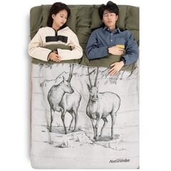 Двухместный спальный мешок с подушками Naturehike, 215 x 145 см, зелёный цена и информация | Спальные мешки | 220.lv