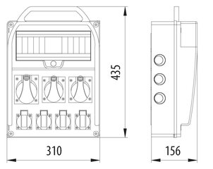 R-BOX 380R 1x16A/5P 1x32A/5P 3x230V 13S sadales iekārta - B.18.380-12 cena un informācija | Elektrības slēdži, rozetes | 220.lv