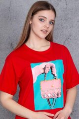 Красная футболка с аппликацией C764-RA-44 цена и информация | Женские футболки | 220.lv