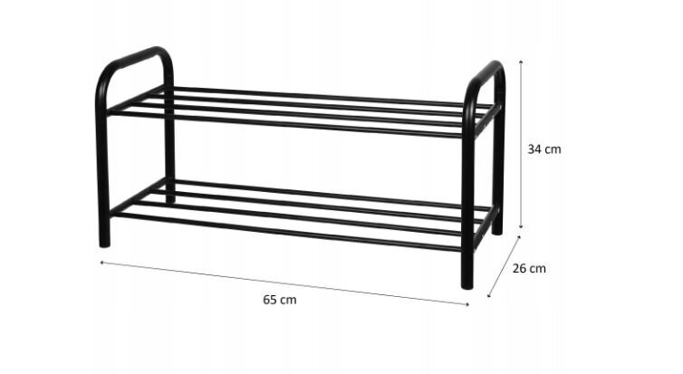 Apavu plaukts, 26x65x34 cm melns цена и информация | Apavu skapji, apavu plaukti, priekšnama soliņi | 220.lv