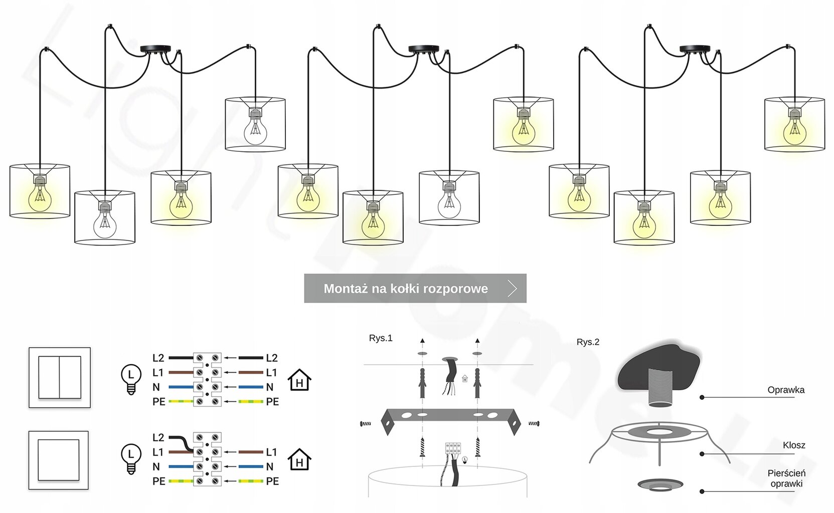 LightHome griestu lampa Spider Elegance Gold cena un informācija | Lustras | 220.lv