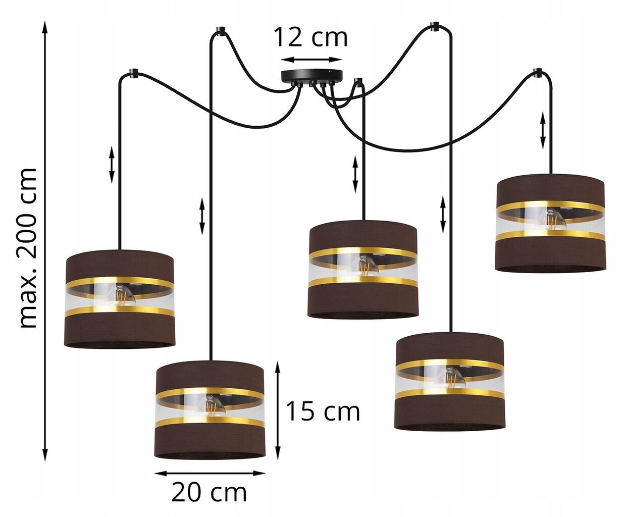 LightHome griestu lampa Spider Elegance Gold cena un informācija | Piekaramās lampas | 220.lv