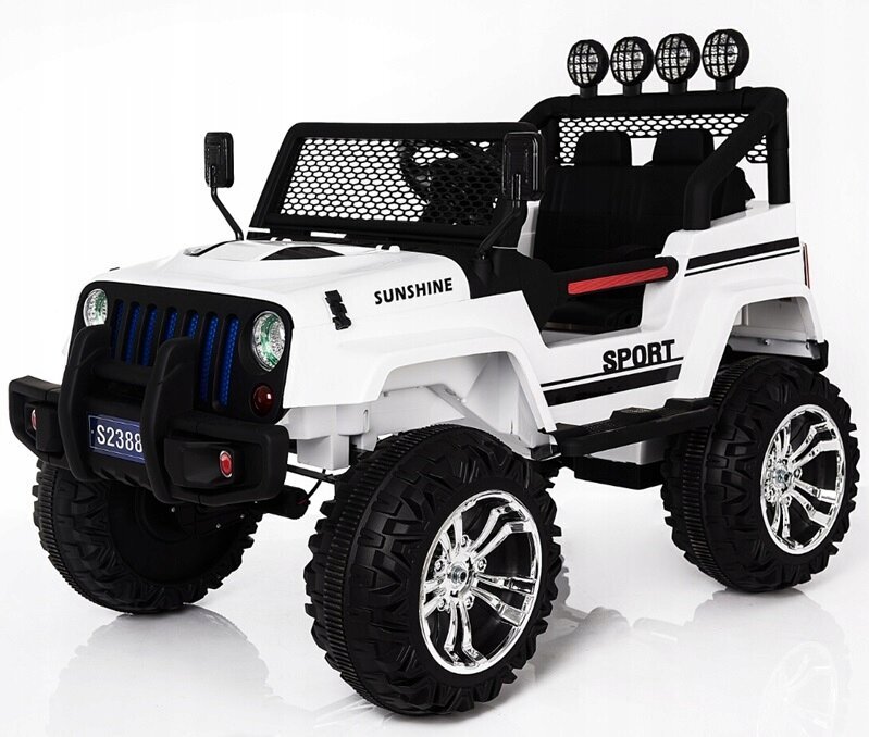 Divvietīgs bērnu elektromobilis Jeep 4x4, balts цена и информация | Bērnu elektroauto | 220.lv